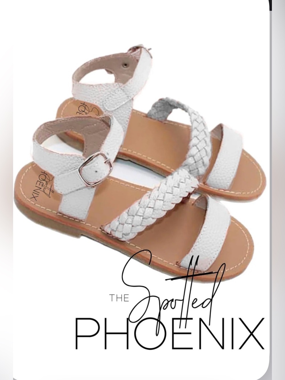 The Spotted Phoenix Girls White Braided Strap Sandals